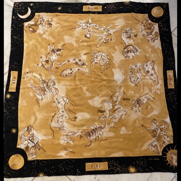 Diane Von Furstenberg silk scarf ZODIAC signs horoscope - Picture 5 of 16